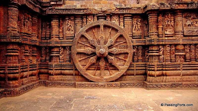 The famous wheels in Konark Temple