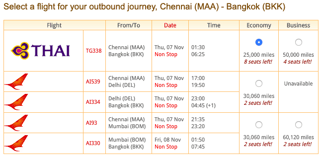 Chennai to Bangkok Star Alliance